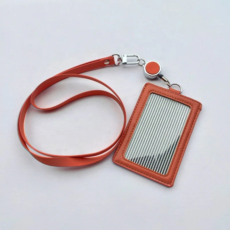 Promotion Gifts Clear Window Detachable Vertical PU Leather ID Badge Holder