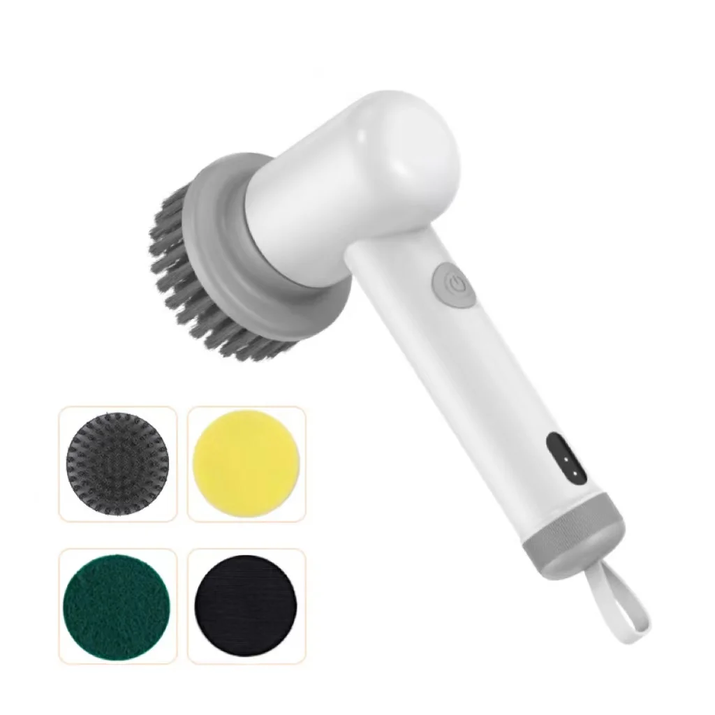 IPX6 level waterproof cordless electric brush wireless spin scrubber with battery indicator and replaceable heads