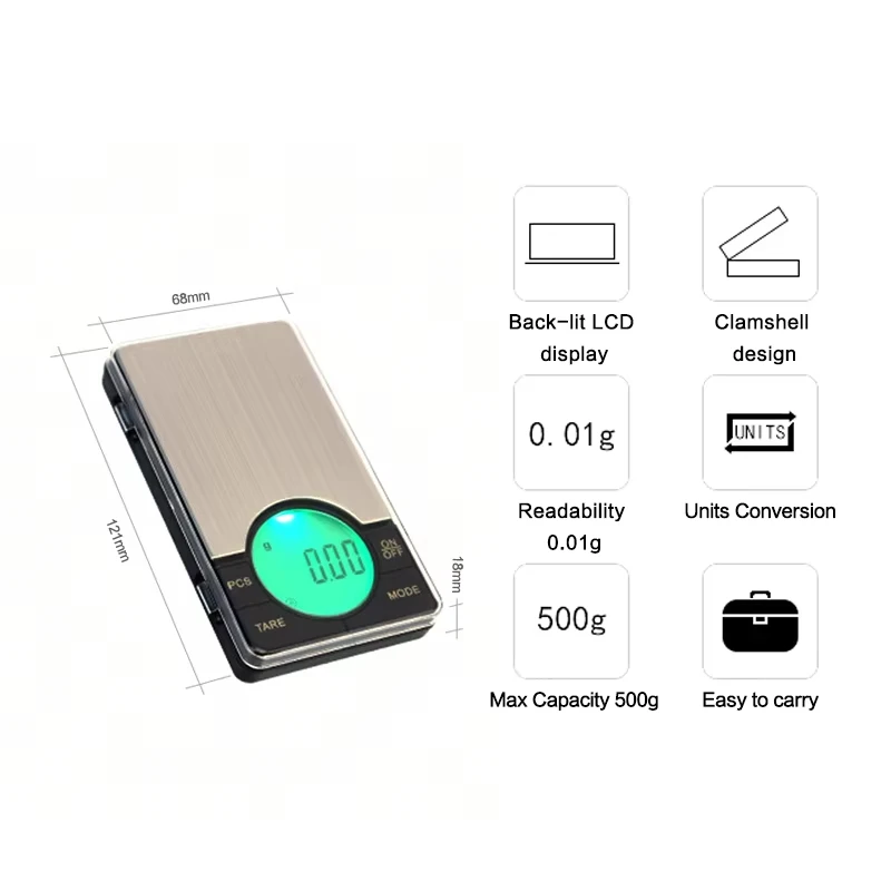 Factory Hot Sale 600g/0.01g ABS Black Stainless Steel LCD Display Suitable for Laboratory Professional Scale