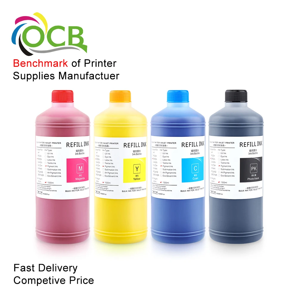 Ocbestjet 1000 Ml Universal Professional Screen Printing Refill Pigment Ink For Canon 512 Printer