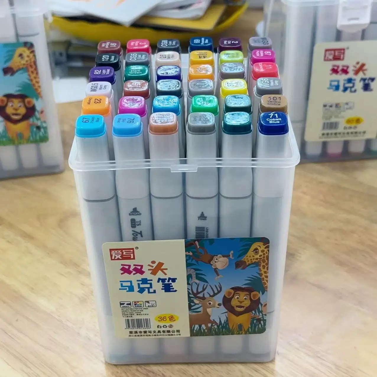 Factory Custom 36 Colors Alcohol Based Ink Double Tips Art Marker Fiber Nib Drawing Marker Pen Set 3mm 6mm Tips