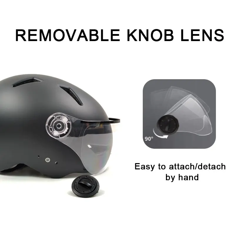 Top quality wholesale ebike helmet bicycle removeable knob lens cycling CE protective bike helmet light