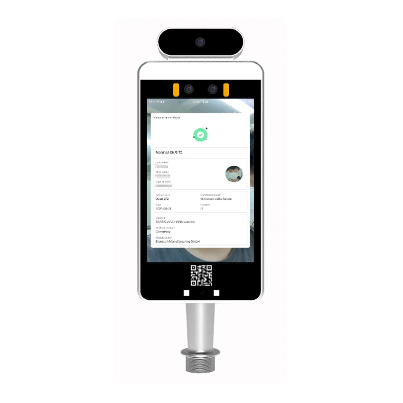 face recognizer temperature scanner scan qr code reader health protocol access control attendance machine sdk nfc available