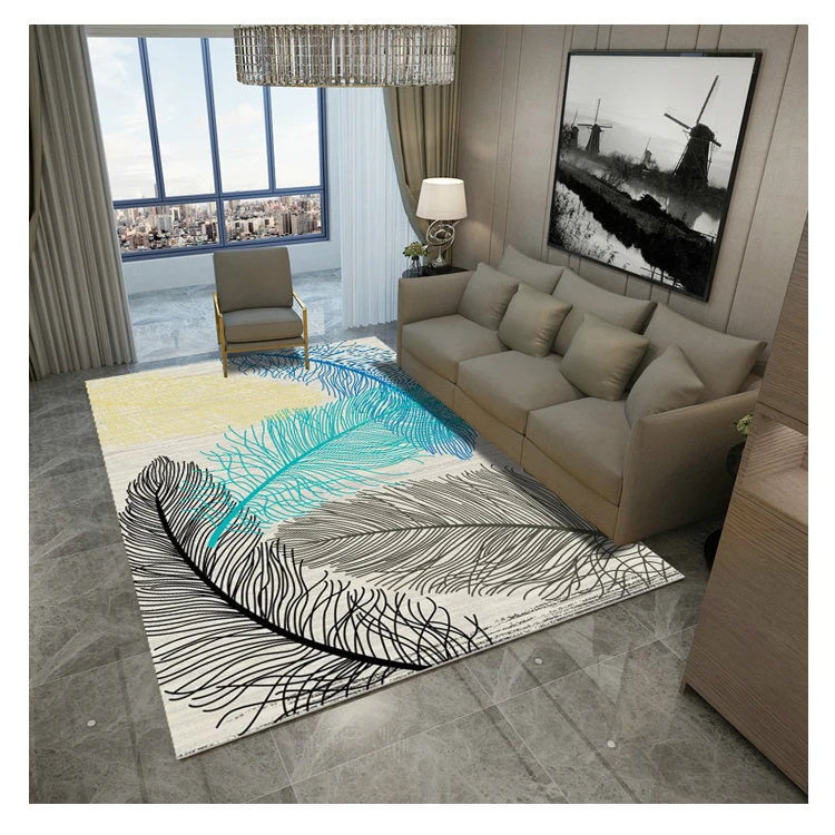 
European styles polyester cut pile non slip living room custom print area rug 