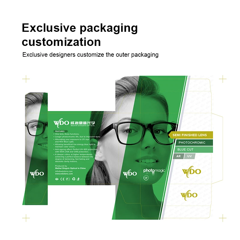 Photomagic High Quality 1.56 HMC Danyang Cheap Price Optical Lens HMC 1.56 Invisible Blue Block Lens Photochromic Lenses