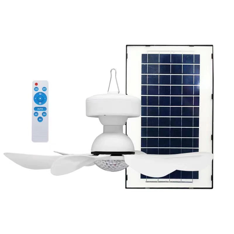 Factory Hot Sale Solar Charging 3-Color Portable Solar Fan With LED Light For Camping And Home Use