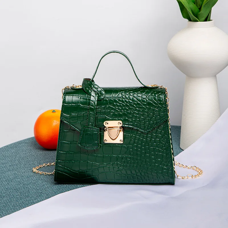 MU Crocodile Pattern  Bag 2024 New Fashion Simple Handbag Korean Retro Fashion Pu One Shoulder Small Square Bag