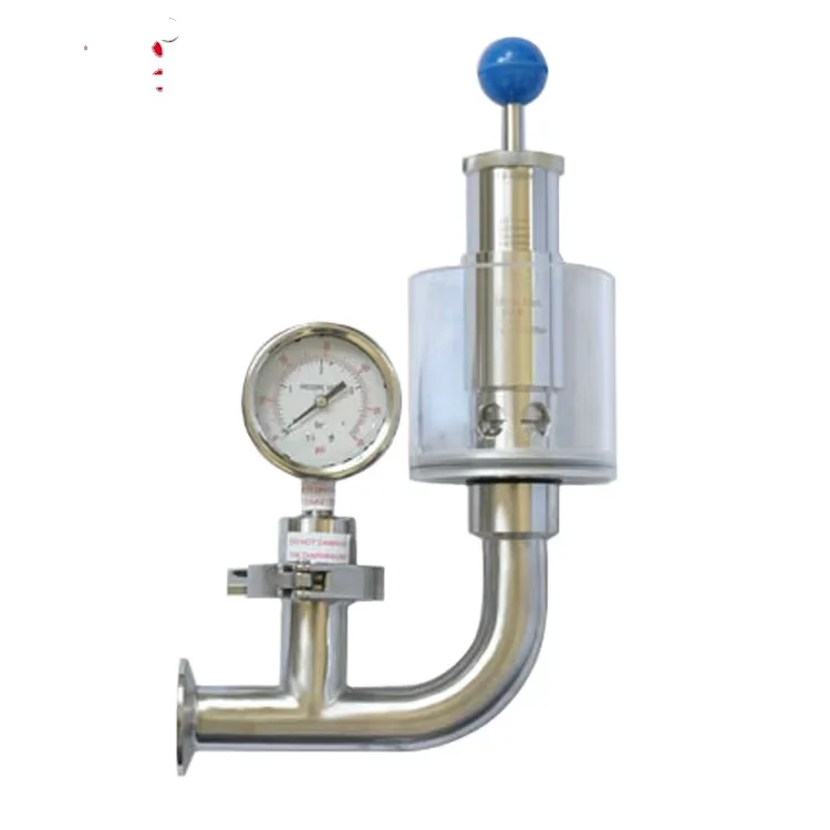 Qinfeng Sanitary Stainless Steel Air Exhaust Valve Air Release Valve with Glass and Pressure Gauge Nut/Clamp/Union Connection