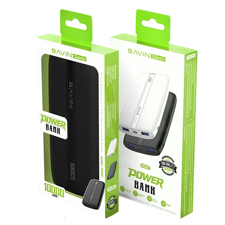 portable slim 10000mAh power bank with usb-c PD QC3.0 fast charger Qi wireless charging  for mobile phone