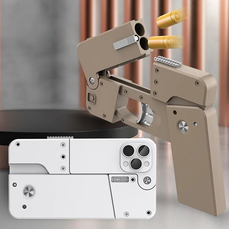 yiiyo Gun Folding Pistol Bullet Automatic Pop Up Creative Soft Bullet Toy gun model plastic pistol interactive toy