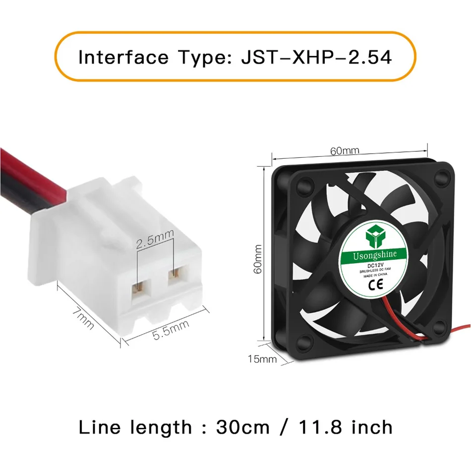 TWOTREES 3-Pack 60mm x 60mm x 15mm 6015 5V 12V 24v  Brushless DC Cooling Fan 2pin for DIY 3D Printer Extruder Humidifier
