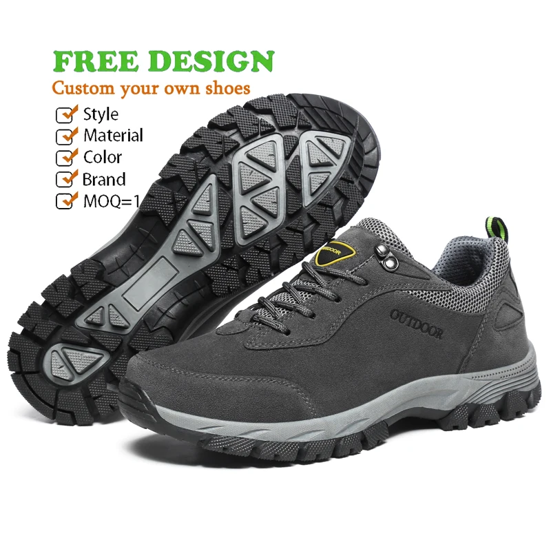Big Size Solution Mountain Training Rubber Hiking Shoes High Quality Genuine Leather Rock Climbing Shoes Custom