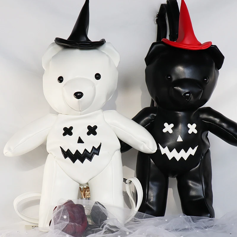 2023 Newest Luxury Pumpkin Bear Gothic Bag Colorful Animal Adult Backpack with Hat