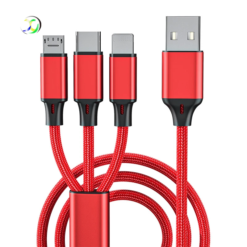 3in1 Charger Usb 2.0 Cable OEM  Nylon Braided Universal 3 in 1 Charging Cord