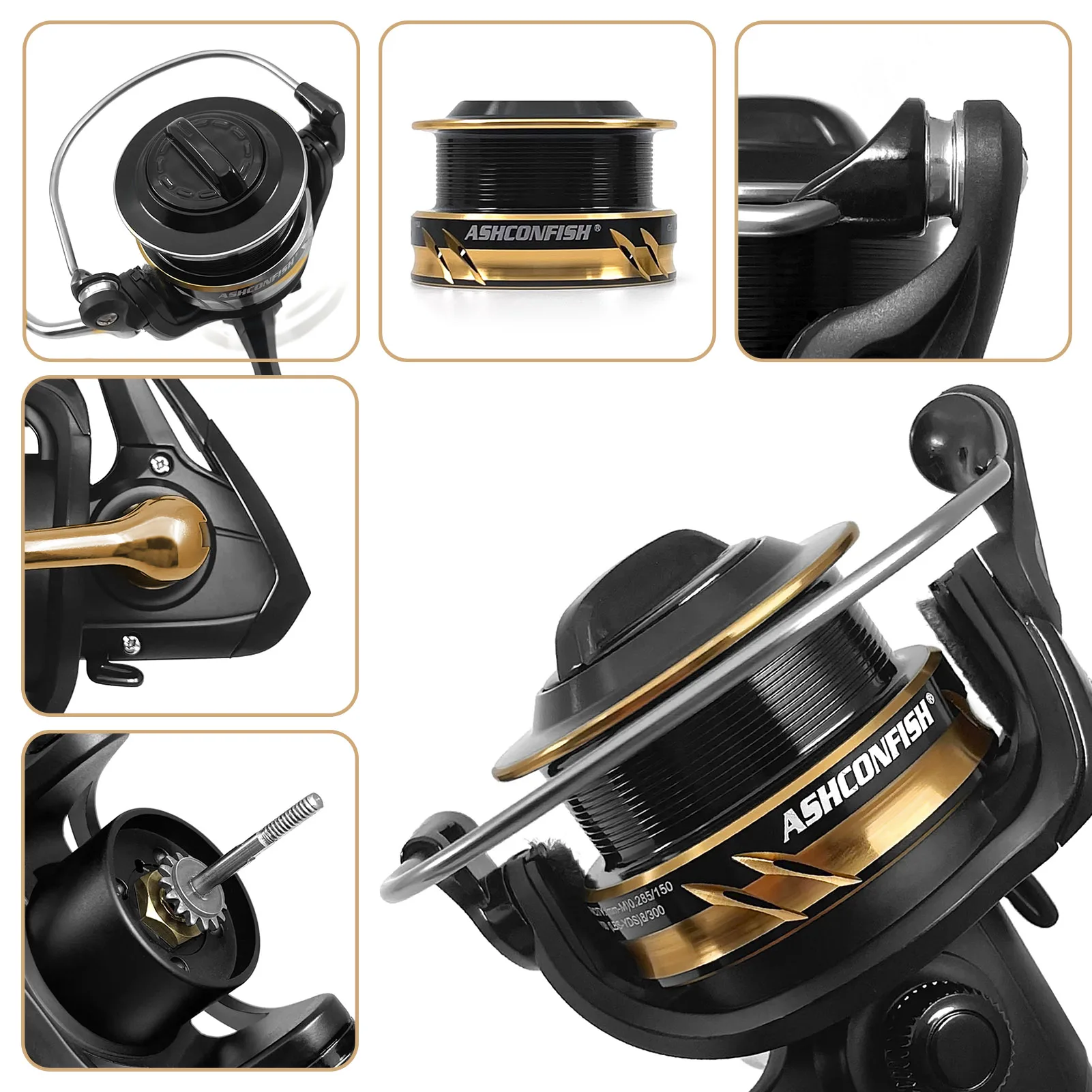 Ashconfish All Metal Wire Cup Fishing Reel AF 1000-5000 Series Max Drag 10 kg Spinning Fishing Wheel Sea Rod Reel