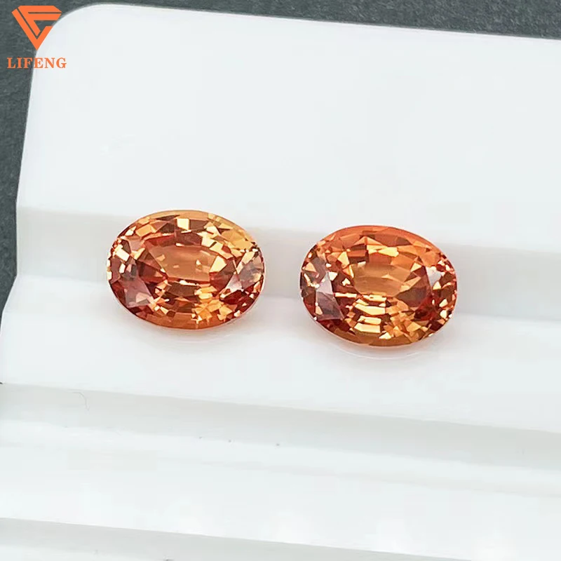 Factory Direct Selling Wholesale High Quality Loose Gemstone Manufacturer Synthetic Orange Corundum Gems Oval Padparadsha #55