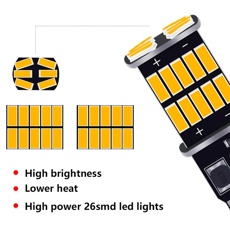 W5W T10 Led Bulbs Canbus 4014 26SMD  Led 5w5 Car Interior Dome Reading License Plate Light Signal Lamp