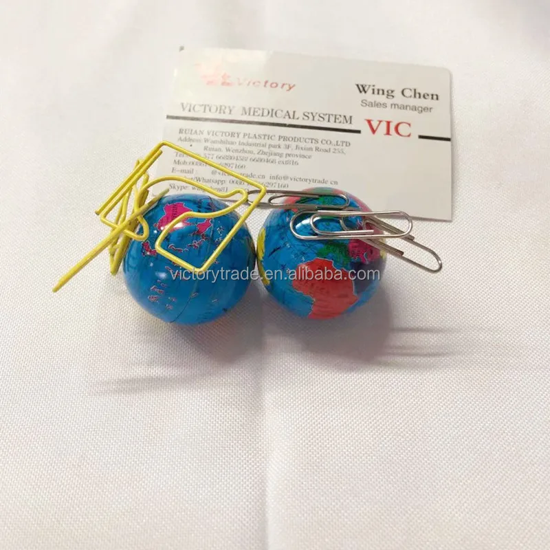 V-PCH06 Promotional Desktop Ornament Globe Shape Magnetic Paperclip Holder For School Office