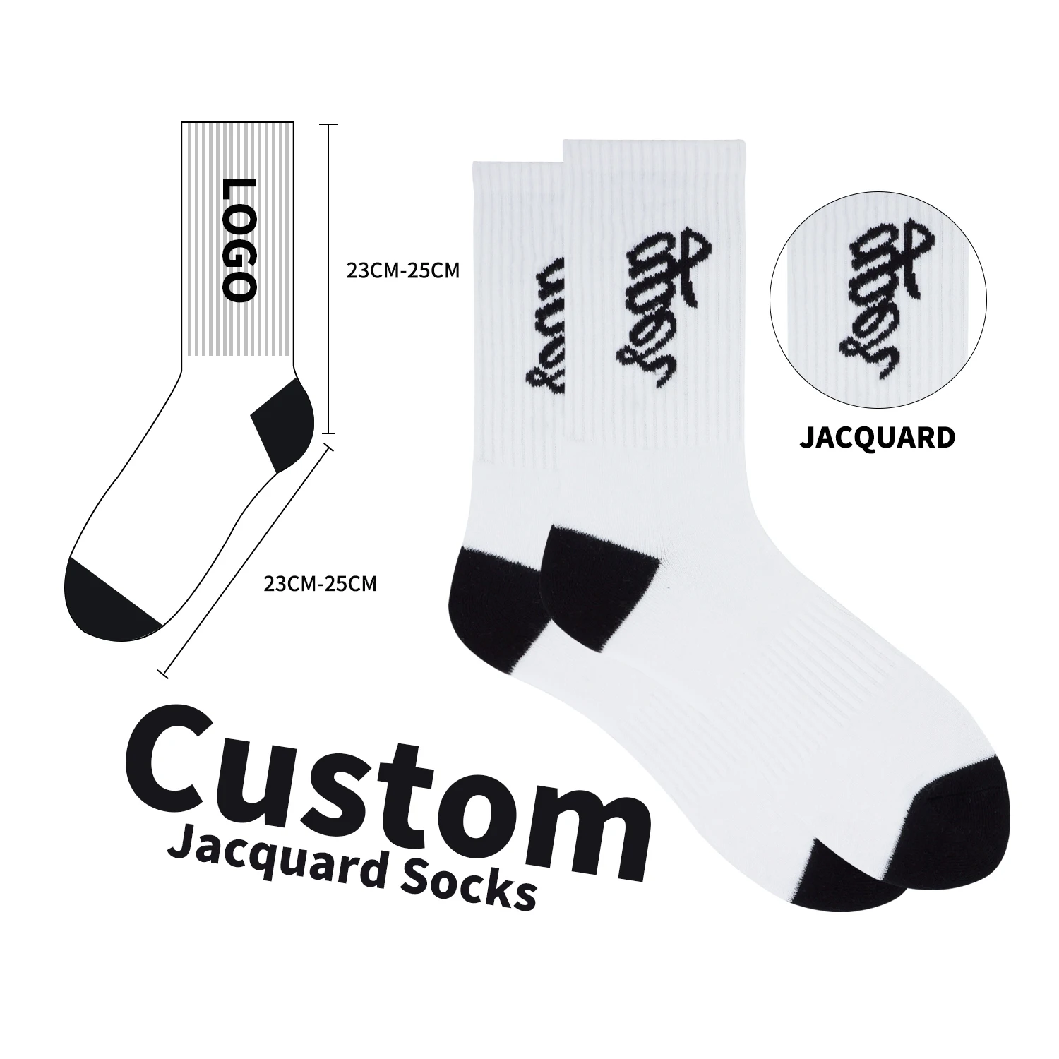 Low MOQ manufacturing personalized sox knitted cotton mens sock custom logo jacquard crew socks for men