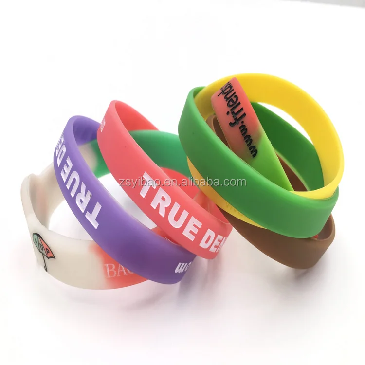 Custom night runner ring printed word glow-in-the-dark silicone bracelet luminous silk screen fluorescent rubber wrist strap