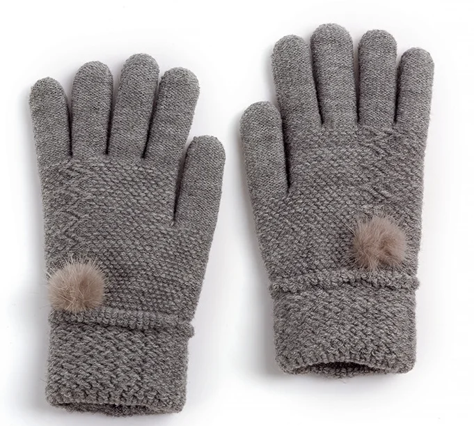 Custom Winter Thick Hand Gloves Smart Mink Wool Women Knitted Warm