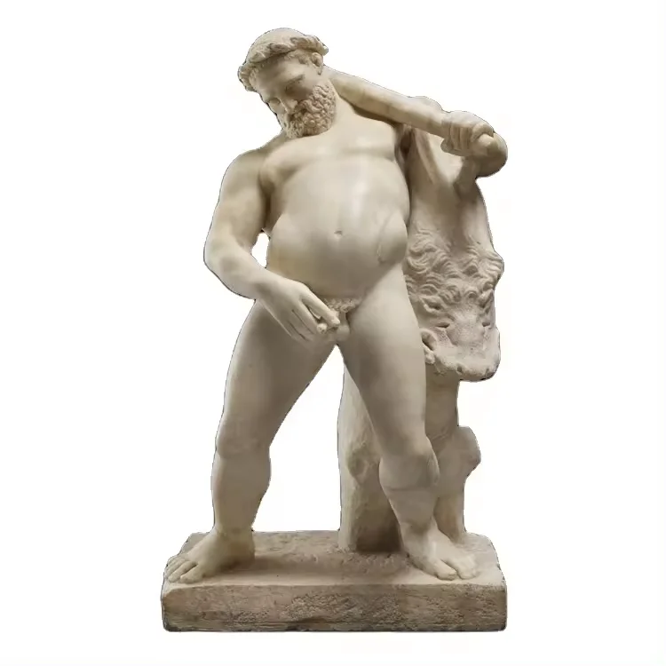 Shengye Hot Selling Popular European Design Natural White Marble Nude Male Man Statue Outdoor Garden Decoration