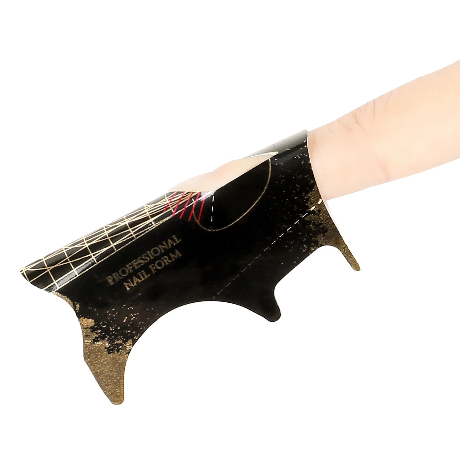 BQAN 500Pcs Nail Forms Black Gold Aluminum Foil Nail Extension Form Guide Stickers Custom Logo Nail Form