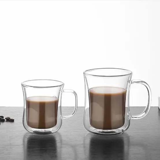 Heat resistant double wall glass coffee cup, milk cup household