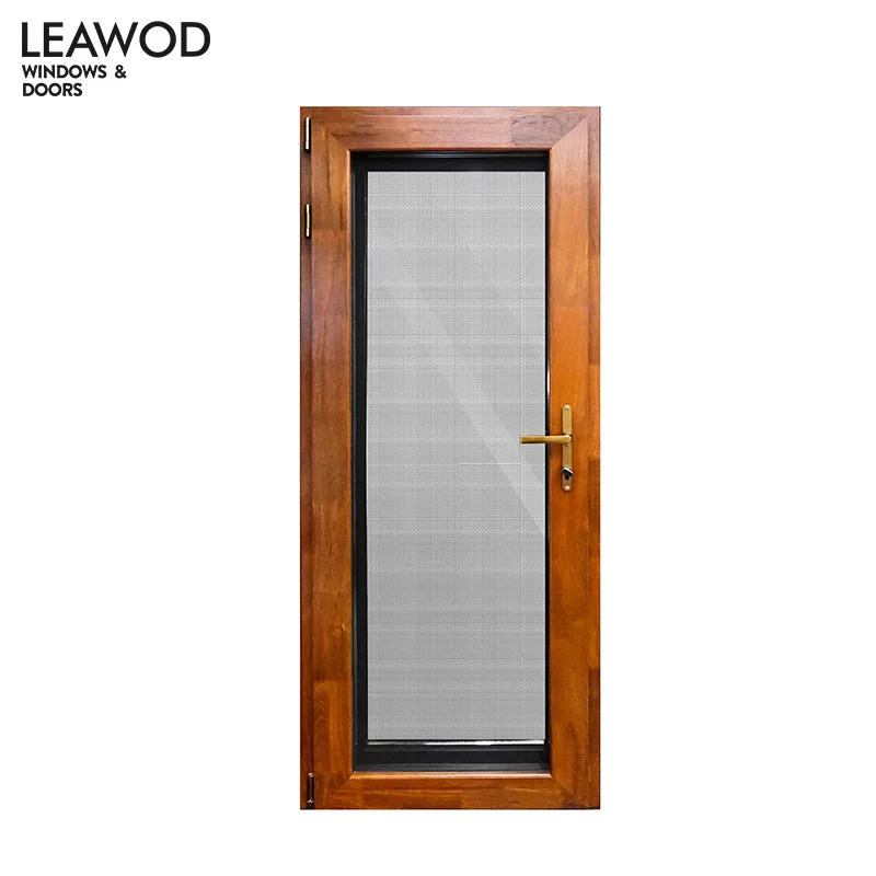 Aluminium Clading Wood French Door Wood Clad Aluminum Casement Doors with Screen