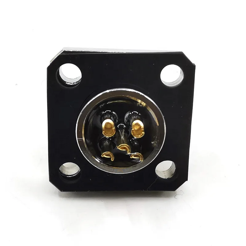 M12 Male Flange Panel Mount Electrical Square Connector With 3 4 5 6 8 12Pin