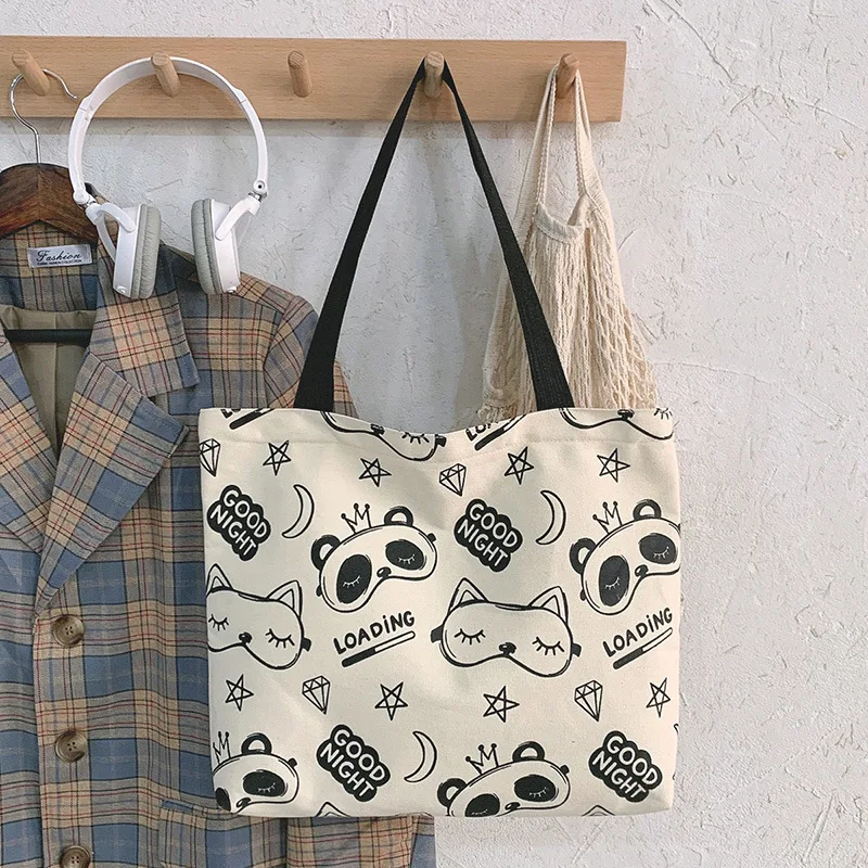 Women One Shoulder Large Capacity Japanese College Student Schoolbag Yoga Travel Canvas Shopping Tote Bag With Multiple Pockets