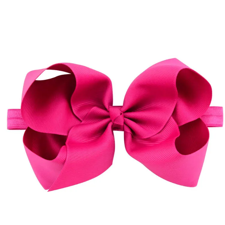 Handmade baby girls elastic ribbon headband 6 inch big bow hair band