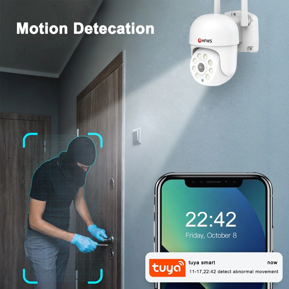 3MP 8 Pcs Ptz Camera 8CH Nvr With 10 Inch Screen  Tuya Smart Home Wifi Ptz Camera System Ip Camera Kit