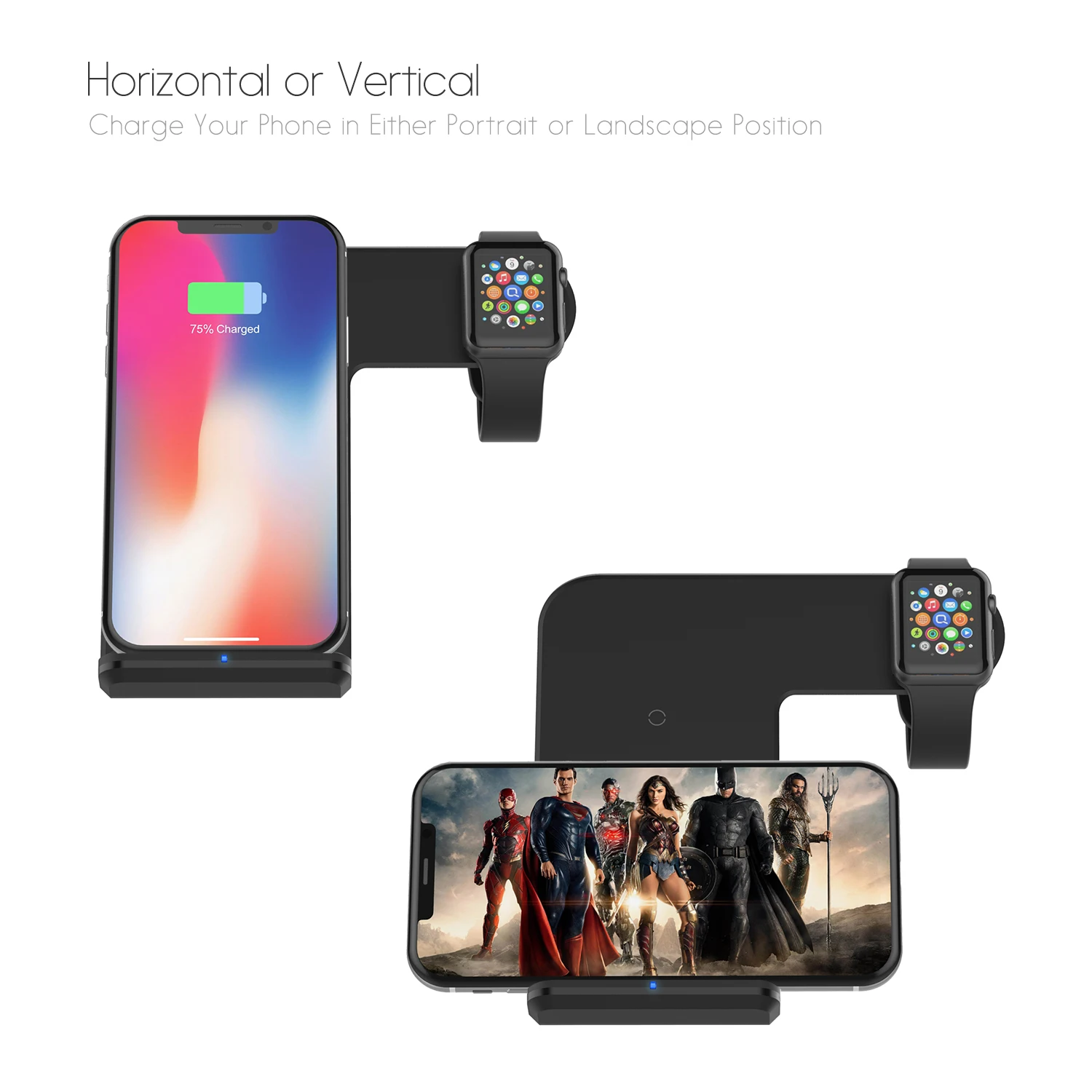 15W 2 In 1 Wireless Charging Station Fast Dual Induction Charge Stand For IPhone 12/12 Pro/12 Pro Max/12 mini/11/11
