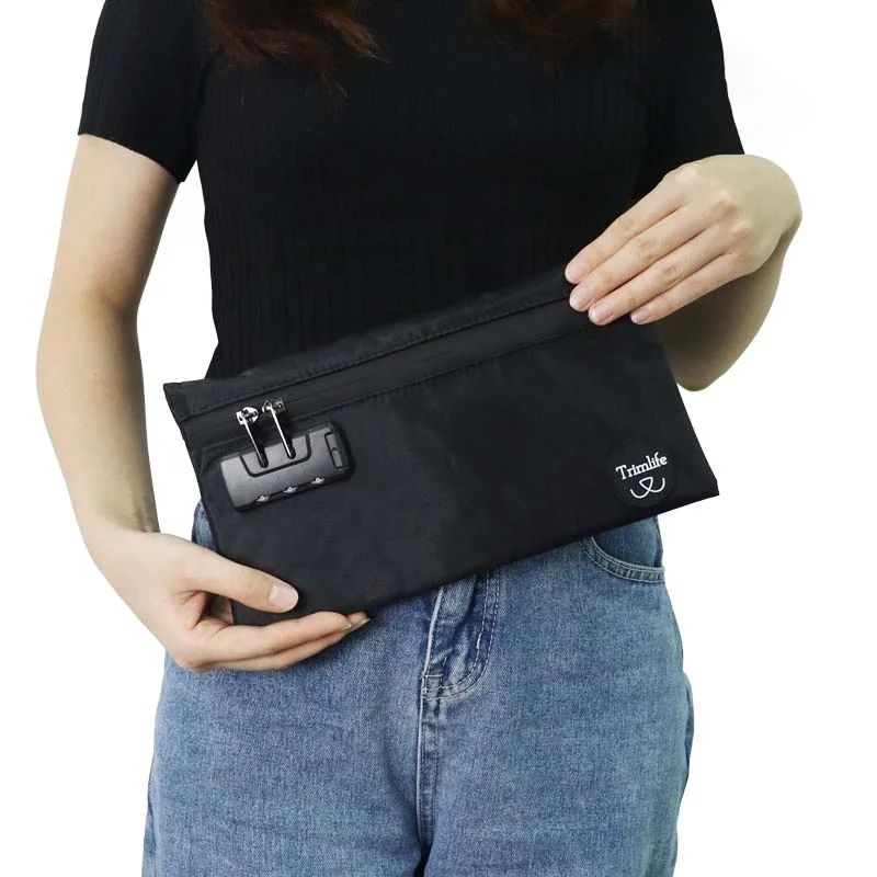 carbon glass pipes bag smoking smell proof polyester no smelly bag with Combo lock