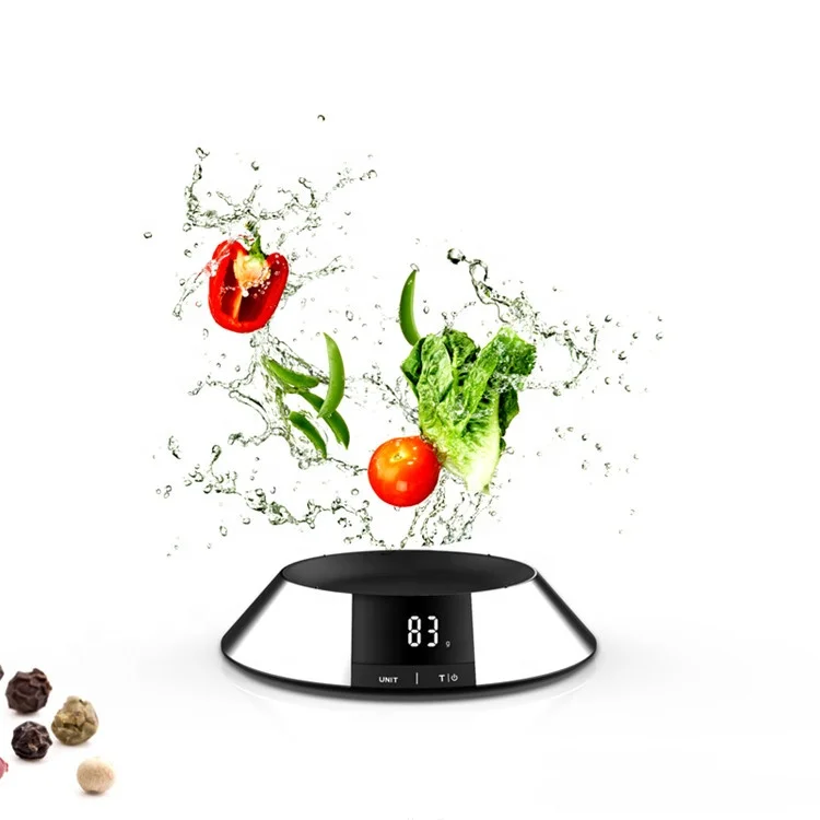 High quality lcd display press bottom sensor weighing meat fruit food stainless steel kitchen scale with bowl 5kg