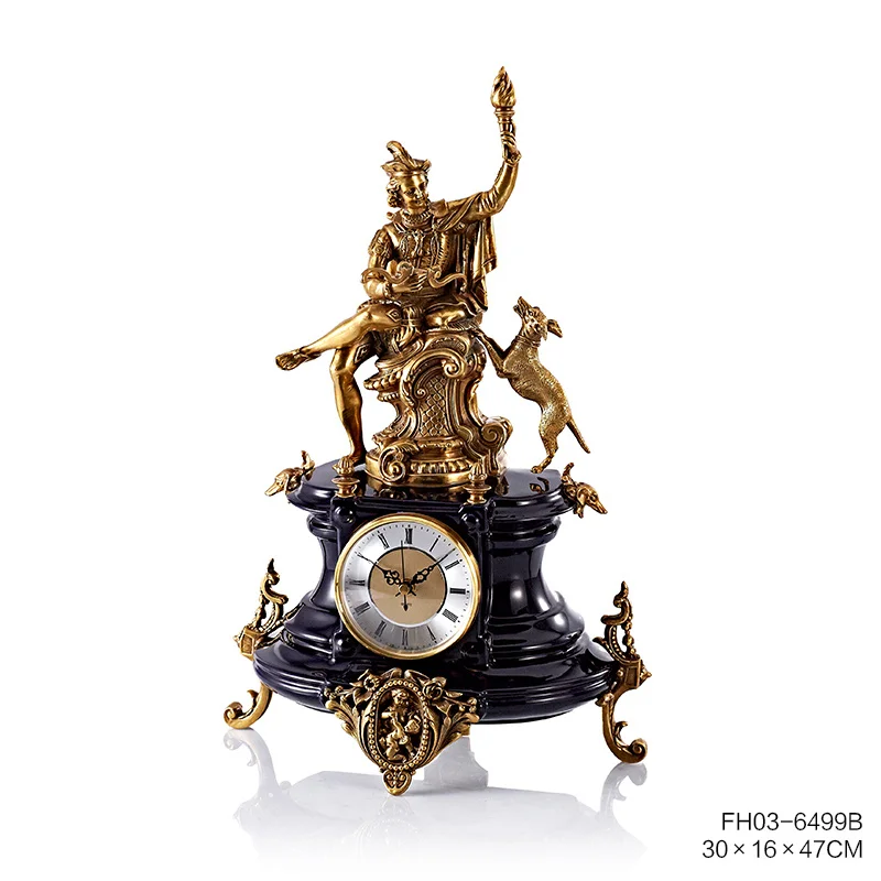 Настольные часы в европейском стиле для украшения дома французские Роскошные красные керамические из чистой меди с ангелом