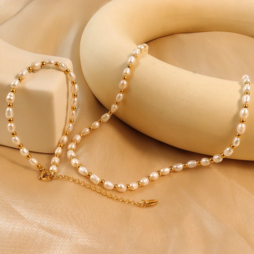 Fine Jewelry Jewelry Sets Waterproof Natural Fresh Water Oval Pearl Necklace Bracelet Freshwater Pearl Beads Necklace