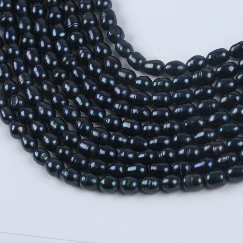 5-6mm Manufacturers Wholesale Natural Freshwater Black Rice Pearl Beads For Diy Bracelet Necklace