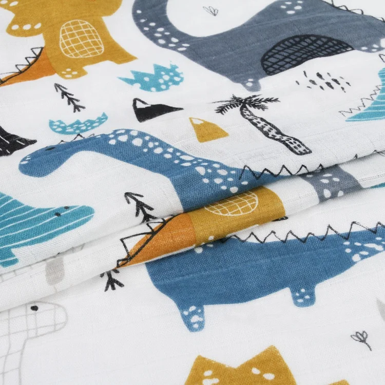 
White customized size animal print 100% cotton best soft blanket baby swaddle muslin for military 