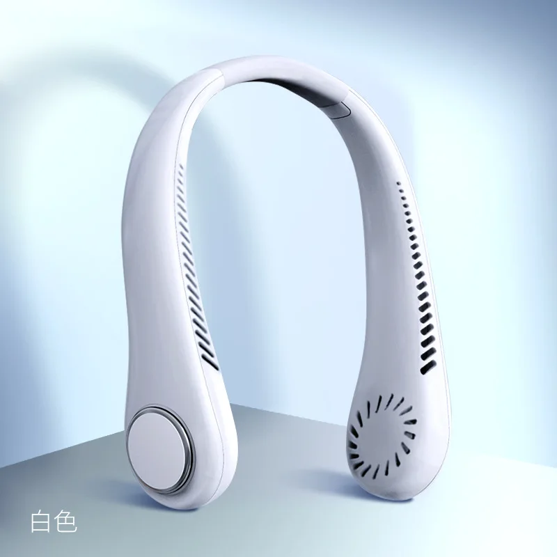 Portable Rechargeable vaneless Neck Fan Cooler Adjustable 360 Degree rotation 3 Speed Neck Fan Sport Outdoor Air Cooling Fan