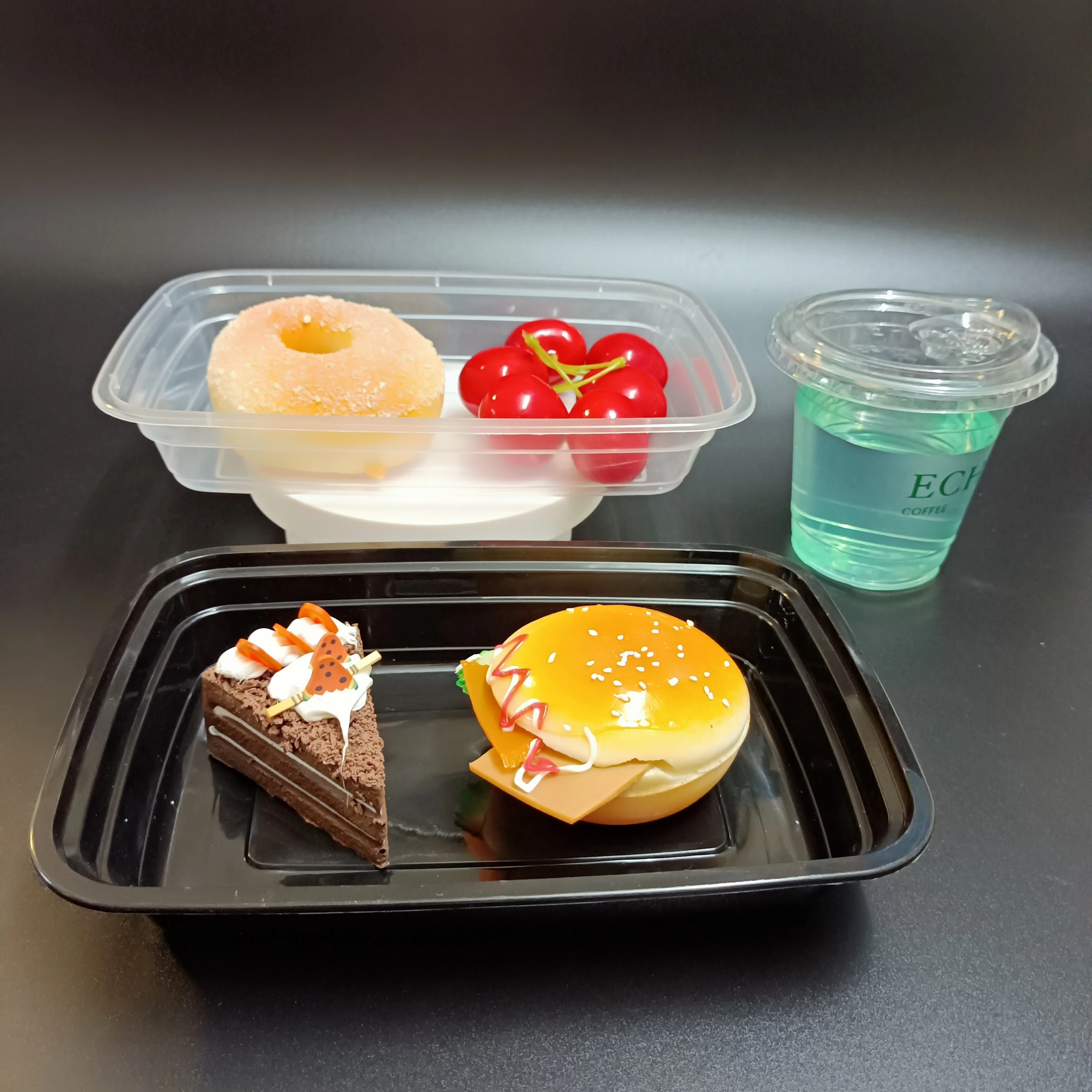 SP1561 bento lunch box clear plastic boxes custom PP fruit salad container with lids for Food Takeaway