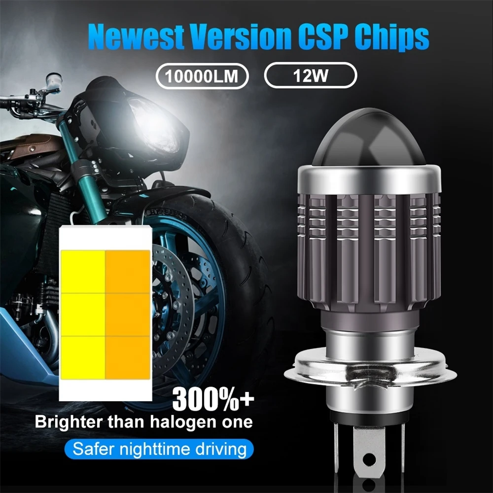 H4 P15D-25-1 H6 BA20D LED Motorcycle Headlight Bulbs CSP White Yellow Hi Lo Lamp Fog Lights Moto Scooter Accessories 12V