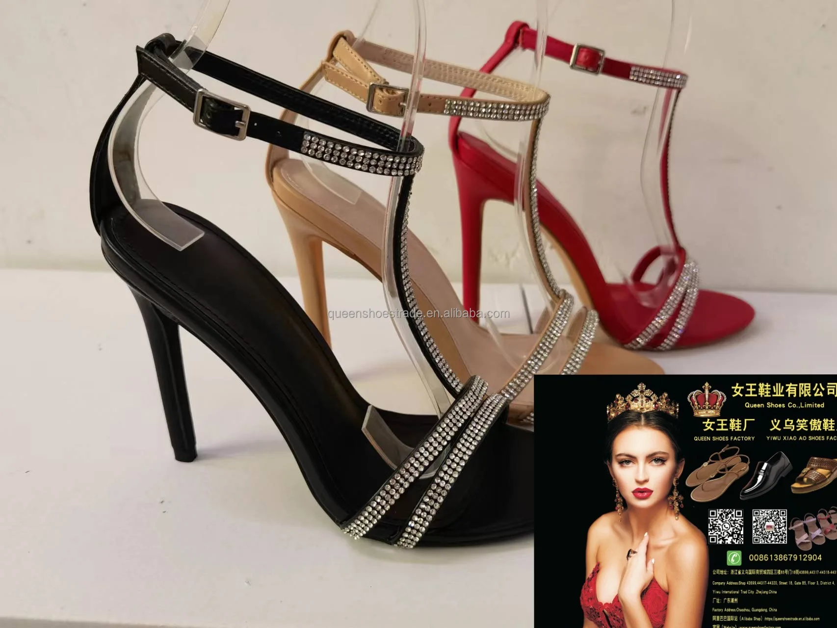 Ladies High Heel Shoes Party Wedding Rhinestone Heels Heeled Sandals for Women