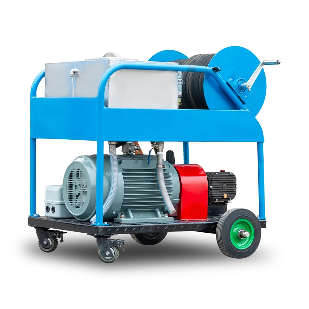 15kw Electric Motor Drive Gasoline Engine Sewer Drain Pipe Plumbing High Pressure  Water Jetter Cleaning Cleaner Machine