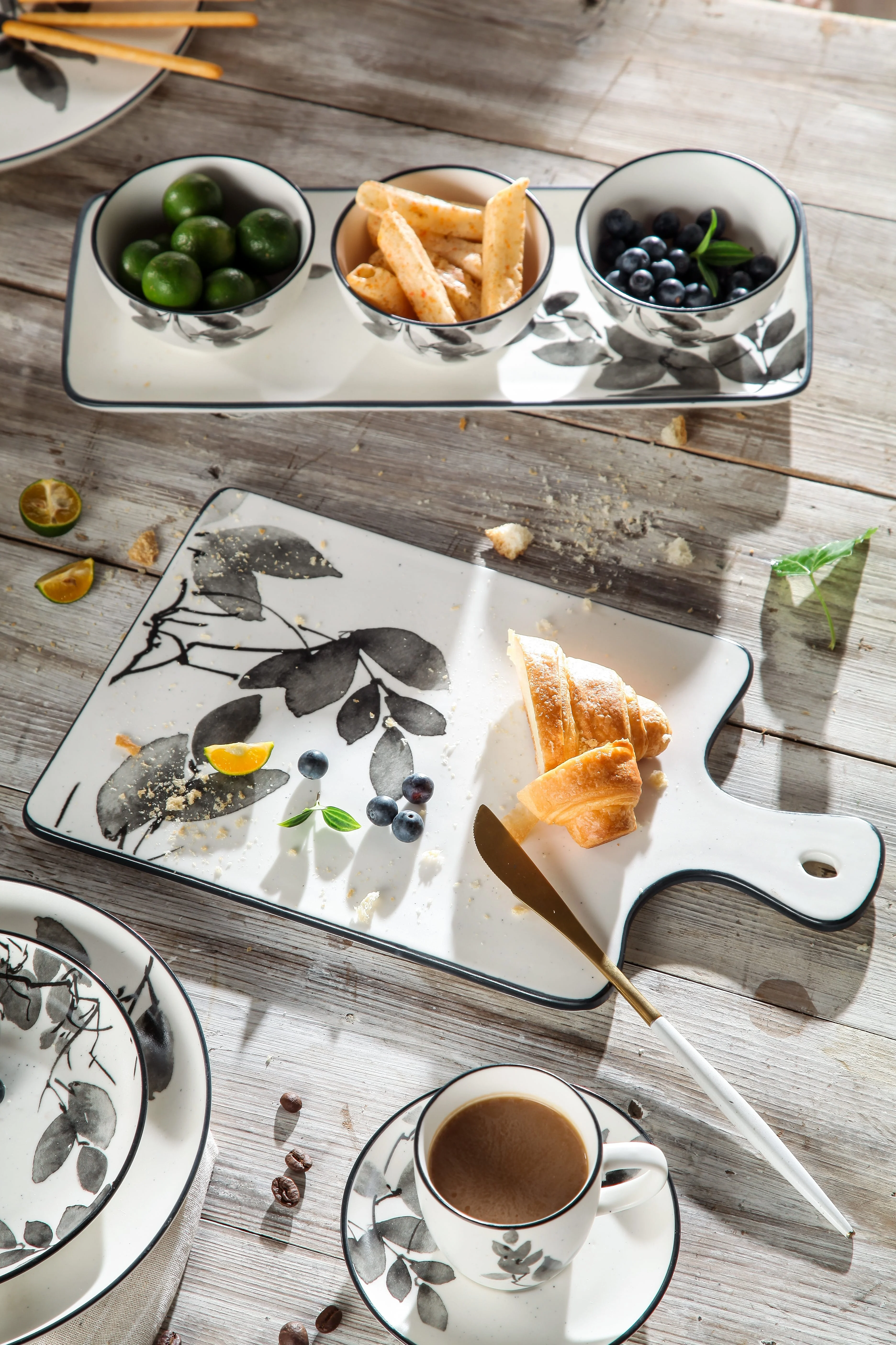 China porcelain wholesale table ware dinner set dinner plate ceramic  leaves table tea set