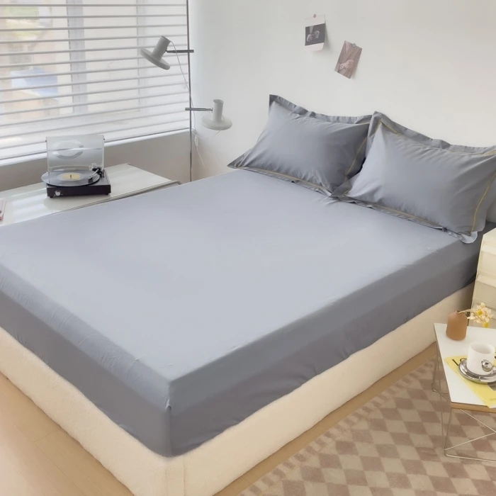 100% cotton bedspread solid fitted sheet with pillow shams mattress protector candy bed linen customized size