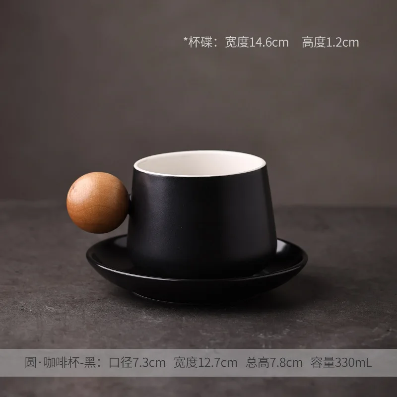 Korean retro ceramic Cup With Spoon Ceramic Tiny Mugs Coffee Tea Cup and Saucer American coffee milk Cup Set