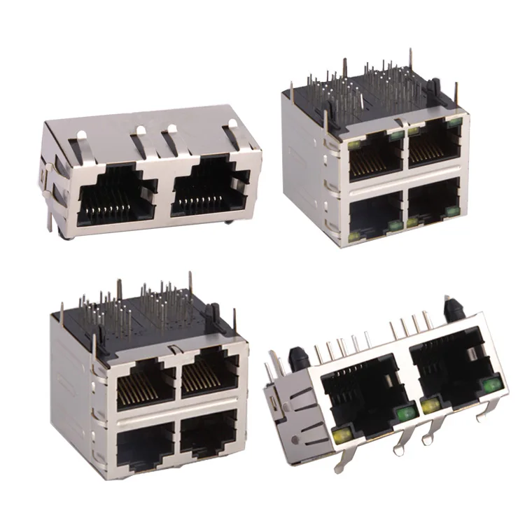 8P8C Rj45 порт с трансформатором 10/100 базы-tx Cat6 металлический двойной/одиночный мультипорт, Cat6 Rj45 разъем