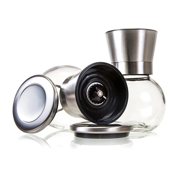 304 stainless steel manual glass pepper grinder Manual glass spherical pepper mill Manual glass spherical pepper mill